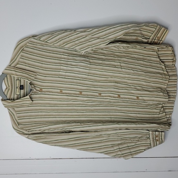 Tommy Bahama Button Down Shirt Vertical Striping Collar Island Tan Mens XL - Picture 1 of 10